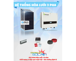 Gói lắp đặt hệ thống NLMT 3 Pha - Hiệu suất 10kW - Pin Qcells & inverter Growatt